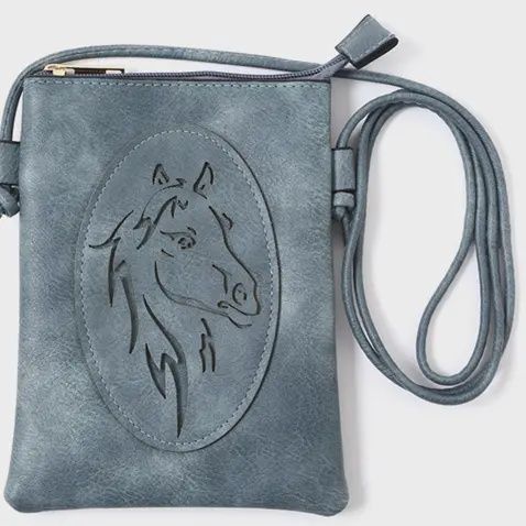 Memories Leather Navy Horse Crossbody Purse
