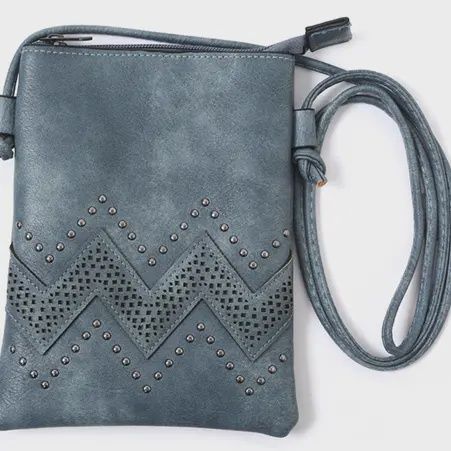 Memories Leather Navy Zigzag Crossbody Purse