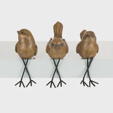 BROWN SHELF SITTING BIRD - 3 STYLES