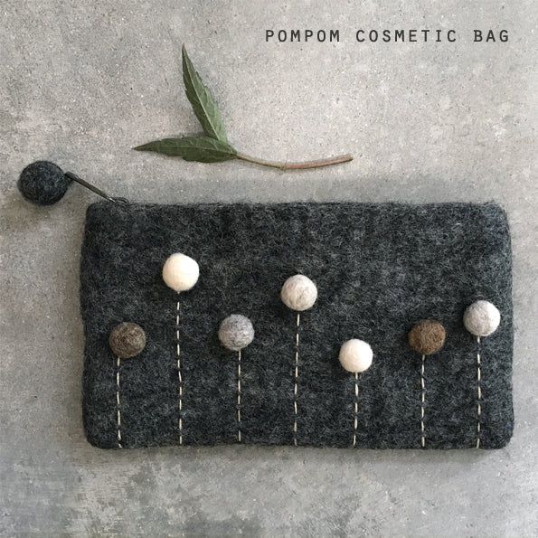 Felt Pompom Bag Charcoal