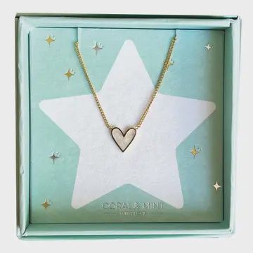 Gold Pearl Heart Necklace