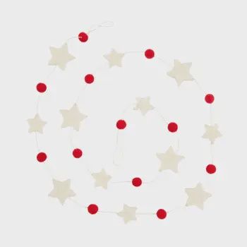 White stars with red pompoms