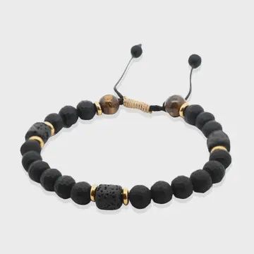 Adjustable Stone Bracelet Black And Gold