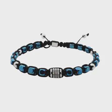 Adjustable Thread Bracelet Blue And Silver