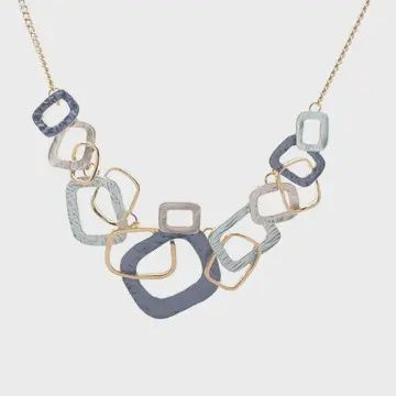 Gold Squares Necklace Blue And Turquoise