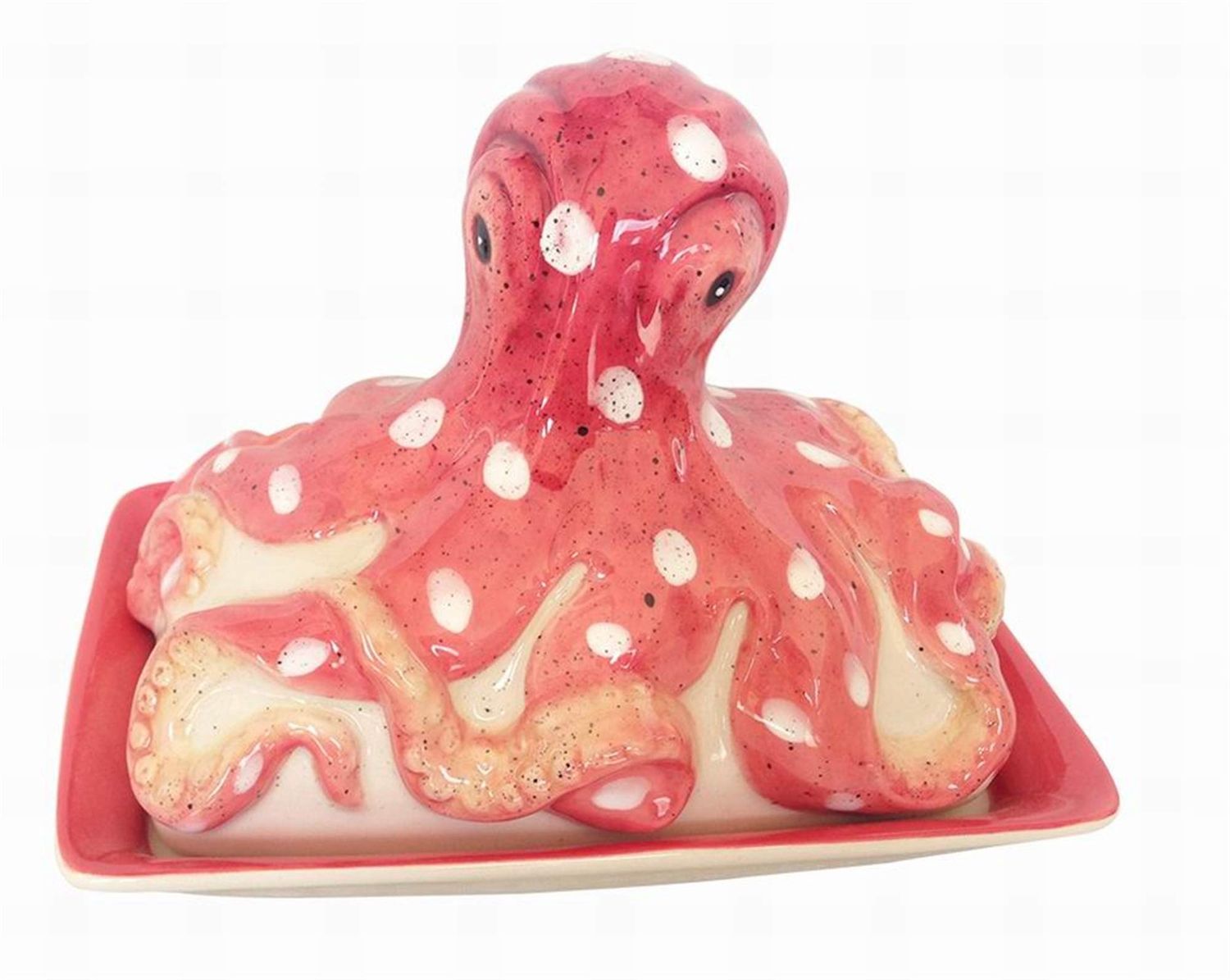 Red Octopus Butter Dish