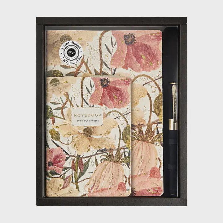 3 Piece Notebooks And Pen Set Soft Petals