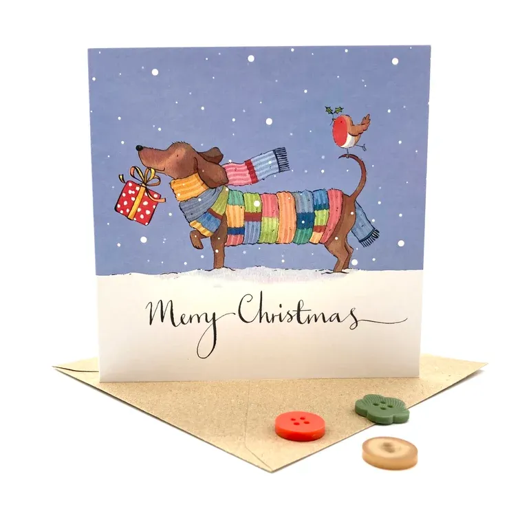 Christmas Card Sausage Dog Pack of 5