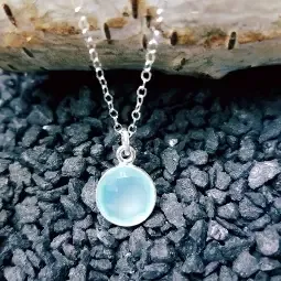 NECKLACE SILVER AQUA CHACEDONY