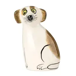 MONEY BOX DOG BRN/WTE HANDMADE