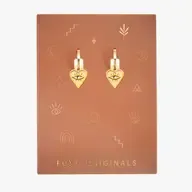 EARRINGS GOLD HEART EVIL EYE