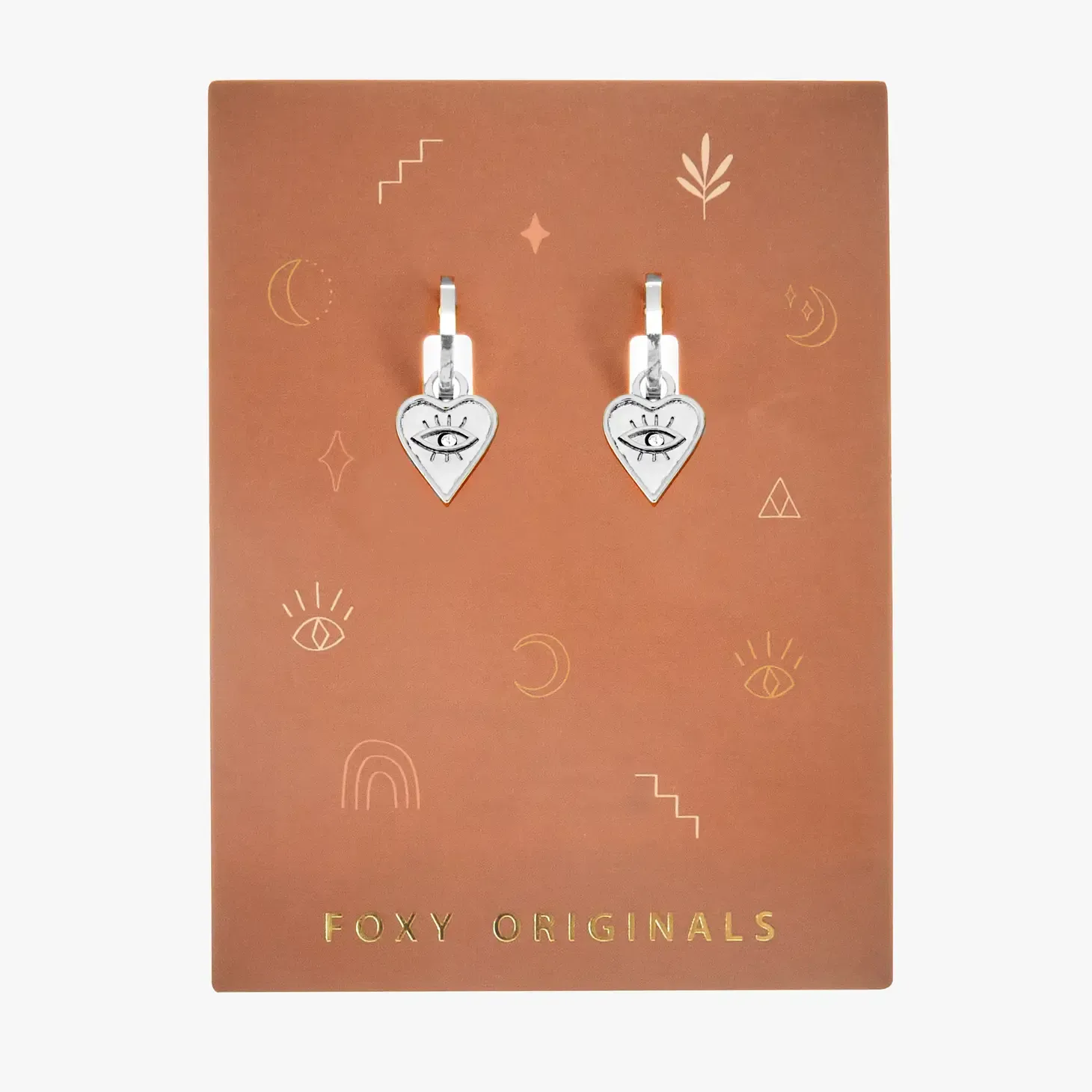 EARRINGS SILVER HEART EVIL EYE
