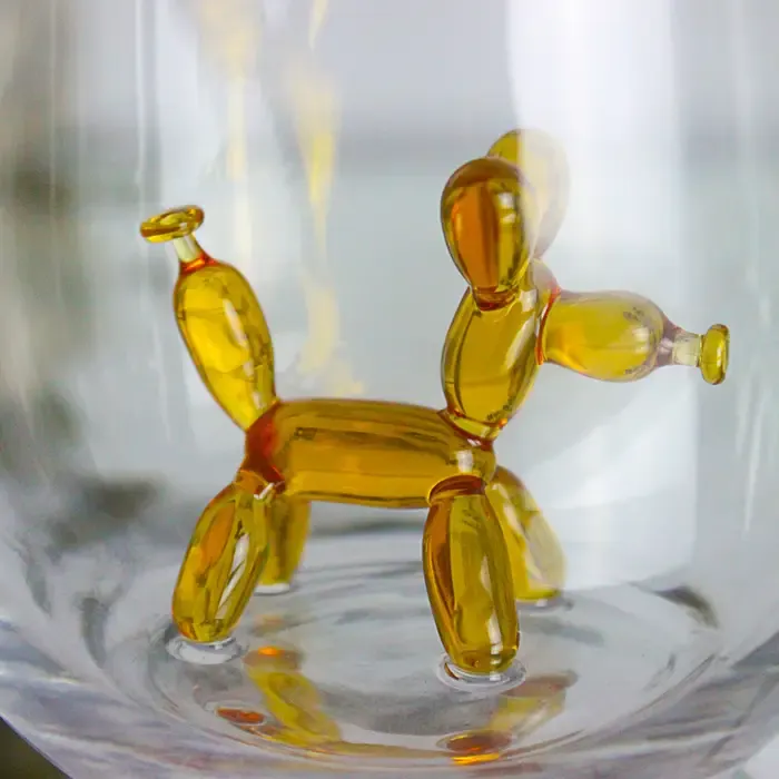 Murano glass ballon dog yellow stemless