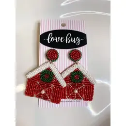 Xmas house beaded earrings