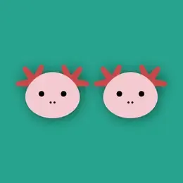 Axolytl wooden stud earrings