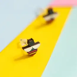 Bob the Bee wooden stud earrings