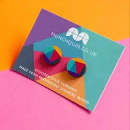 Abstract wood stud earrings