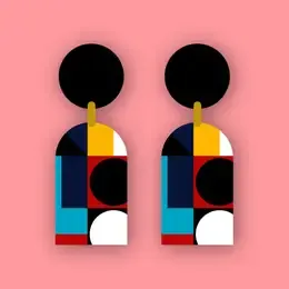 BAUHAUS WOODEN DANGLE EARRINGS