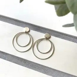 DBL HOOP WITH GOLD PLATED STUD