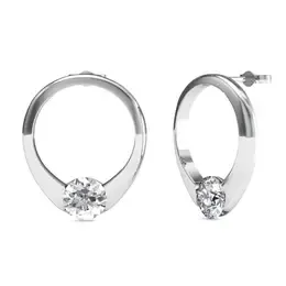 EARRINGS MINI RING SILVER AND CYSTAL STUD