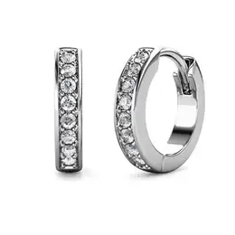 CIRCLE HOOP SILVER AND CRYSTAL EARRIGS