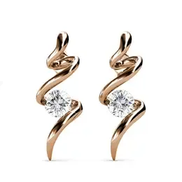 SPIRAL ROSE GOLD AND CRYSTAL EARRINGS