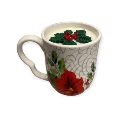 VICTORIAN XMAS HOLLY MUG SOY CANDLE 14OZ