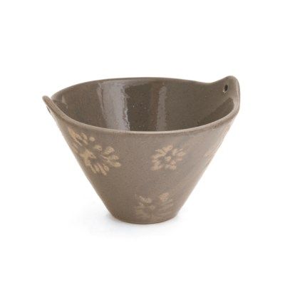 TAUPE FLOWER CERAMIC BOWL