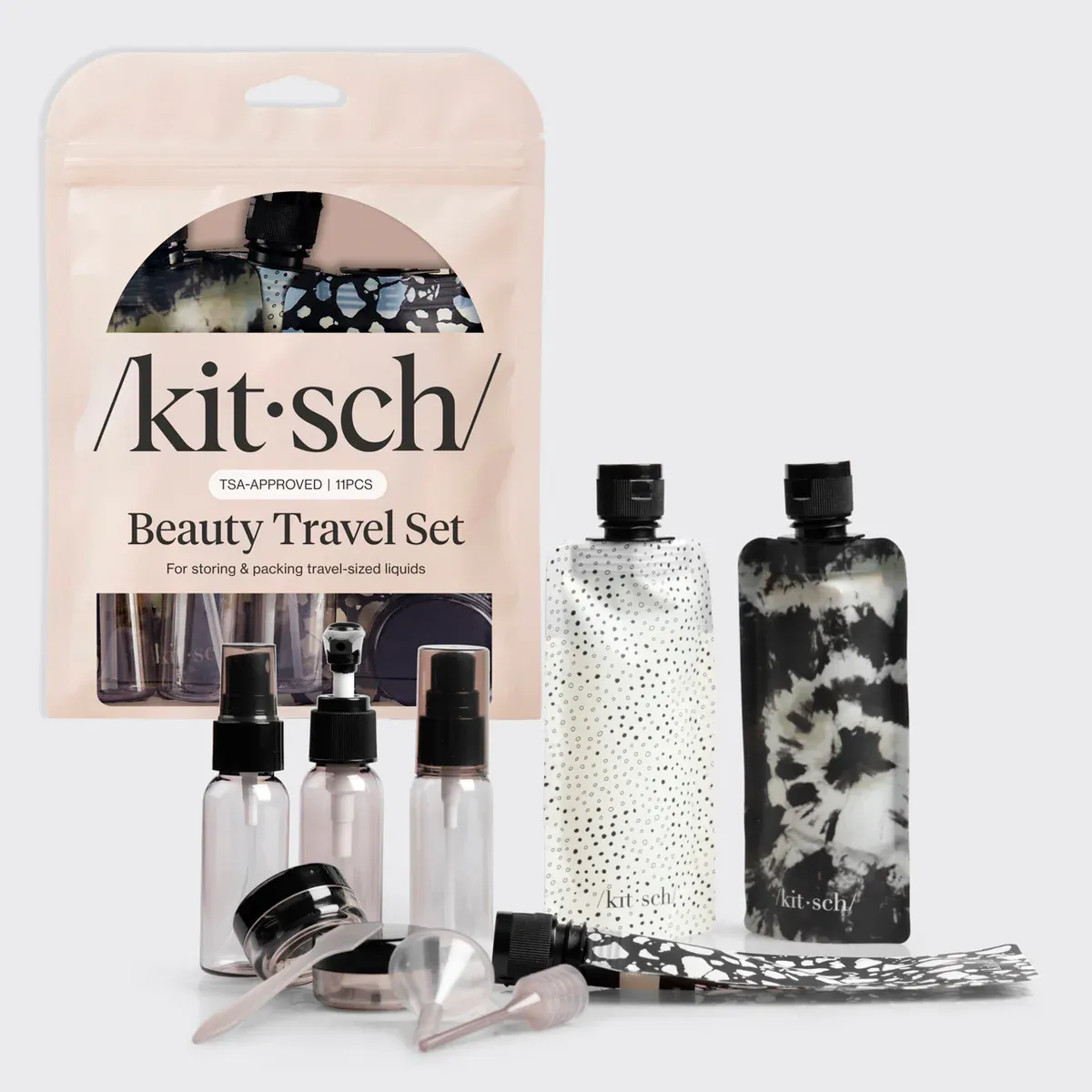Black &amp; Ivory Travel Bottles for Toiletries 11pc