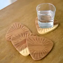 NATURAL SUAR WOOD COASTER SET4