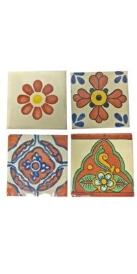 COASTERS RUST FLORAL SET 4