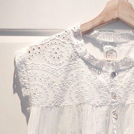 Short Cotton Eyelet Nightie
