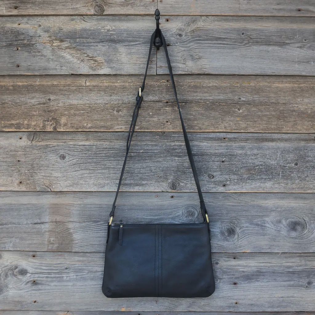 CLAIRMONT LEATHER CROSSBODY BAG, Colour: BLACK