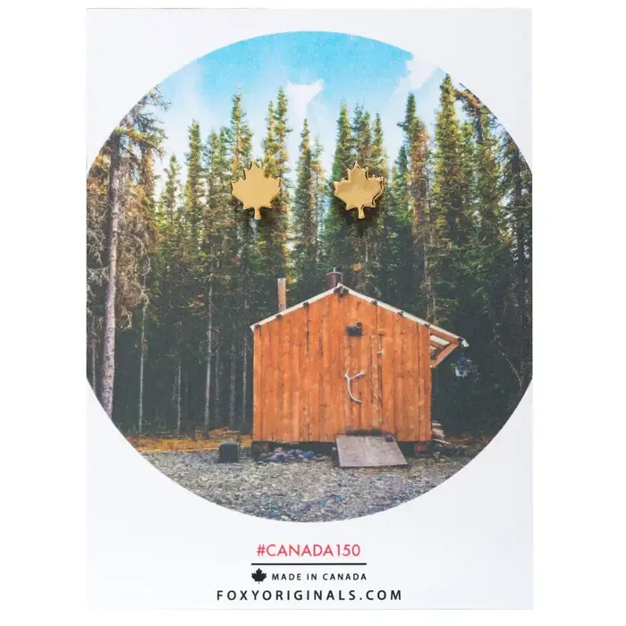 CANADIANA COLLECTION, STYLE/COLOUR: LEAF GOLD EARRING