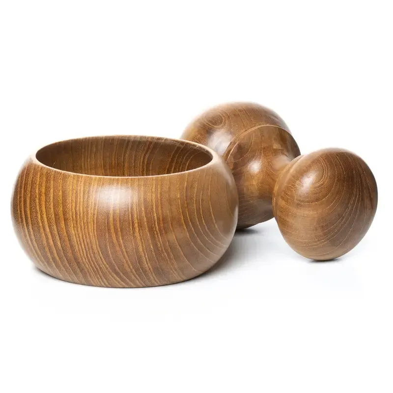ROUND THIN RIM MORTAR/PESTAL TEAK