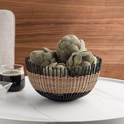 ZURI METAL BLACK BOWN RATTAN WEAVE