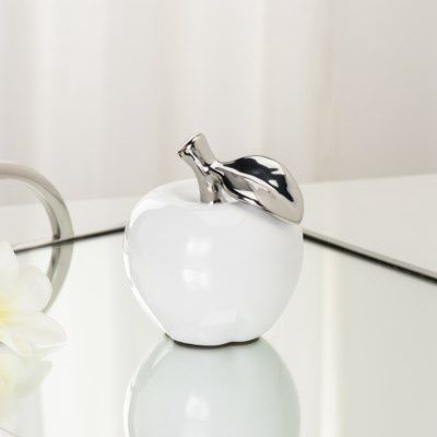 WHITE CERAMIC APPLE, STYLE/COLOUR: APPLE
