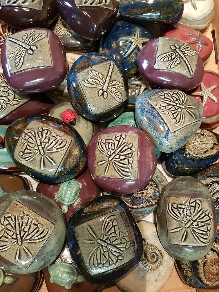 Clay Rock Rattle With A Design Assorted