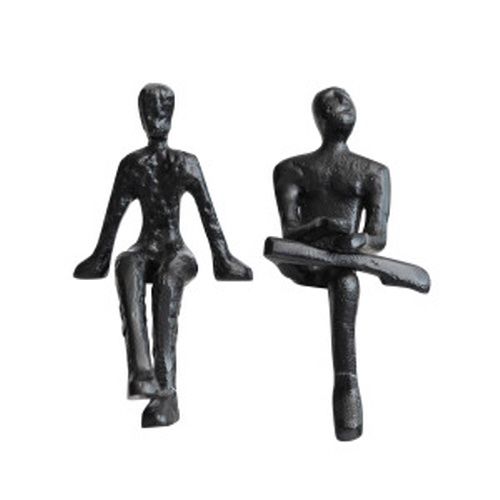 CAST ALUMINUM SHELF FIGURE, CHARACTER: SITTING