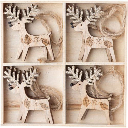 WOODEN REINDEER ORNAMENT