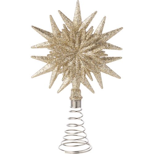 Champagne gold glitter acrylic snowflake tree topper 7.1 in