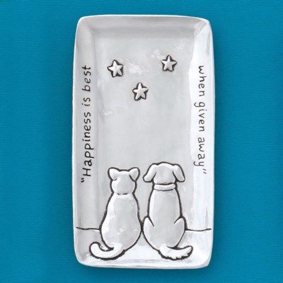 PEWTER DOG AND CAT TRAY