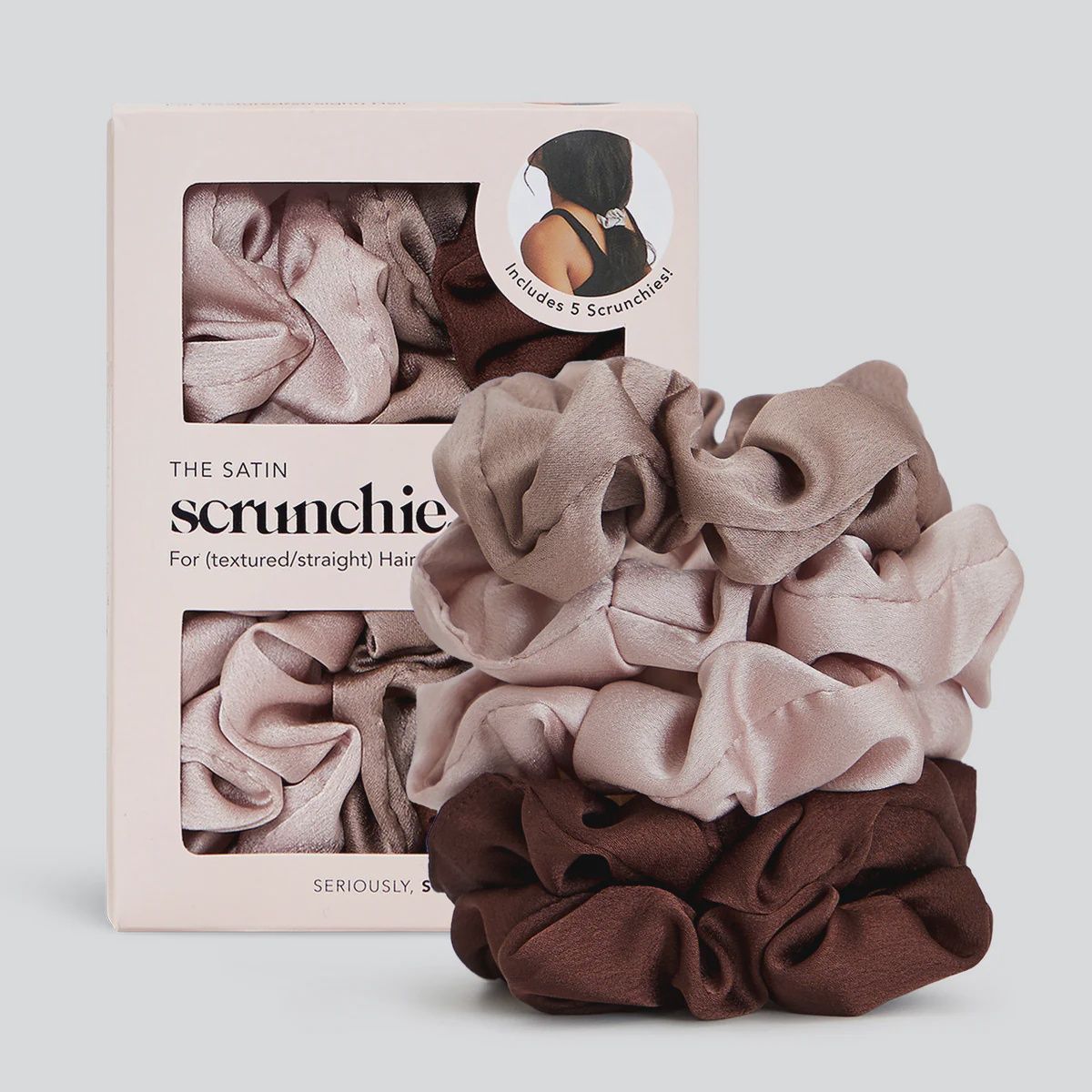 Cameo Satin Sleep Scrunchies 5pc