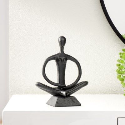 ZEN YOGA BLACK ALUMINIUM SCULPTURE, STYLE/COLOUR: SITTING