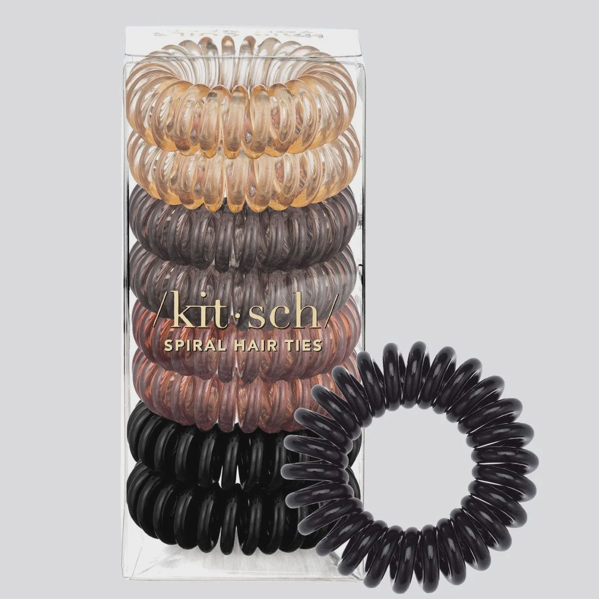 Brunette Spiral Hair Ties 8pc