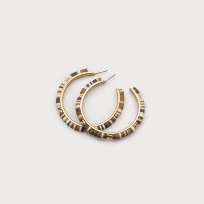 BEIGE HOOPS WITH CLAY BEADS