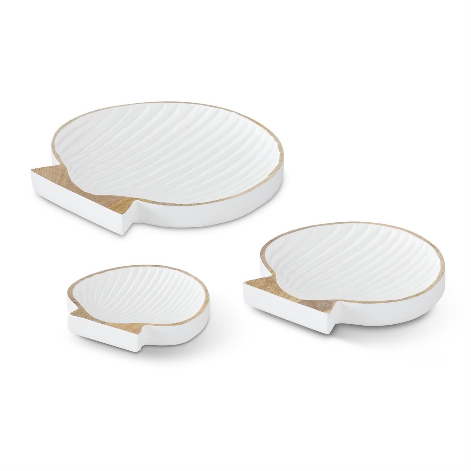 CARVED WOOD SHELL TRAY, Size: SMALL