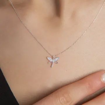 925 sterling Dragonfly necklace, Colour: silver