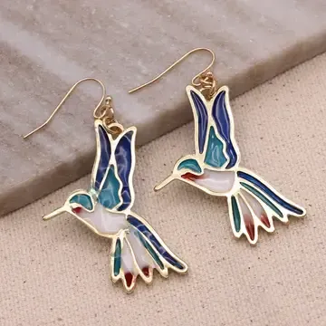 STAIN GLASS HUMMINGBIRD EARRINGS