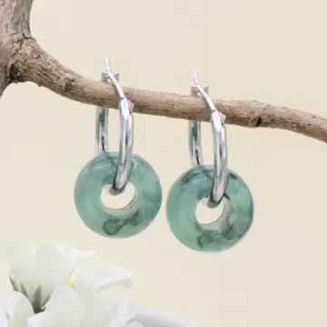 JADE DONUT HOOP EARRINGS